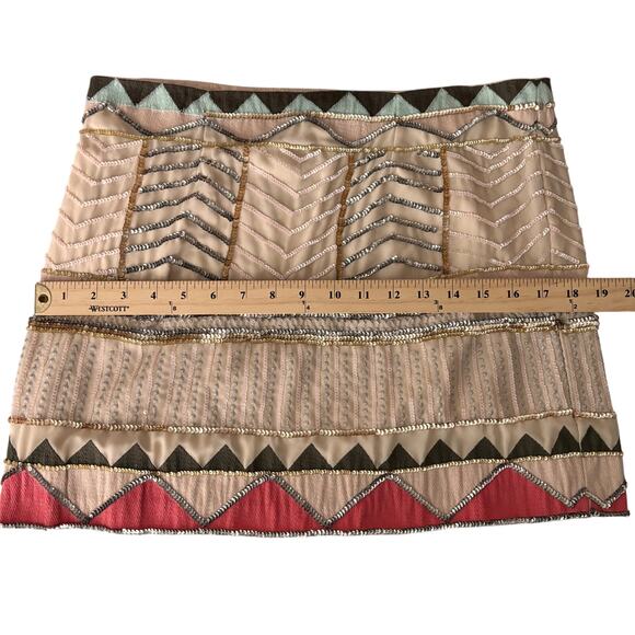 Sanctuary Sequin Mini Skirt Sz Large NEW NWT Geometric Southwestern Boho Tan - Picture 7 of 9